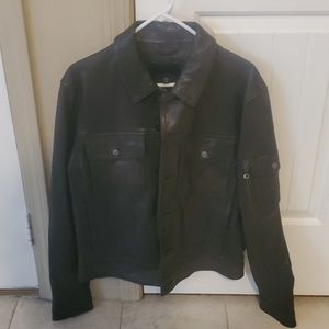 Mens Banana Republic Brown Leather Moto Jacket